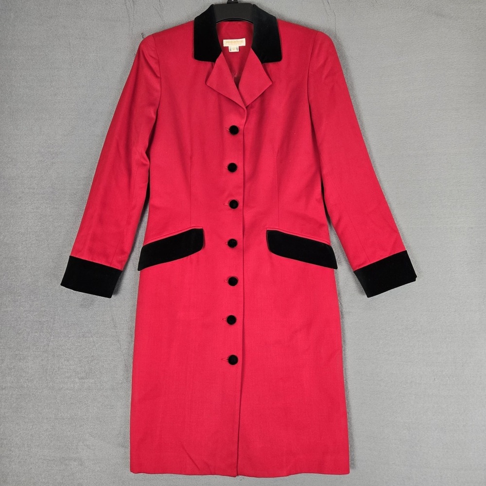 Brooks Brothers Jacket Womens 6 Red Wool Velvet Button Front‎ Shoulder Pads VTG